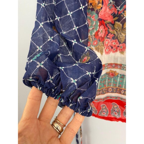 Vintage 1970s Lady Arrow Peasant Blouse, Size Small, Floral and Paisley Print - Picture 5 of 10